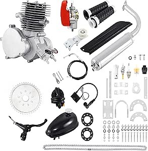 Upgraded Bicycle Engine Kit, 2 Stroke Motorized Bike Engine Motor Kit 100cc Super Fuel-efficient Fit Modified Full Set for 26"-28" Bikes