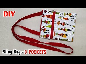 DIY Sling Bag with 3 POCKETS - VERY EASY | Shoulder bag making at home | Crossbody bag sewing | Bags