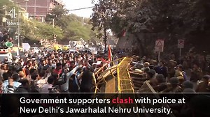 47K views · 360 reactions | India witnesses its largest nationwide student protest in 25 years following the arrest of a student union leader. Government supporters organised counter-demonstrations rushing barricades and burning effigies. | Channel 4 News | Facebook