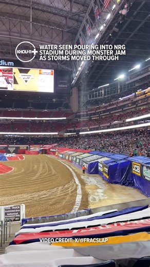 KHOU 11 News Houston | Social media shows water pouring into NRG Stadium during Saturday's Monster Jam as it stormed outside. | Instagram