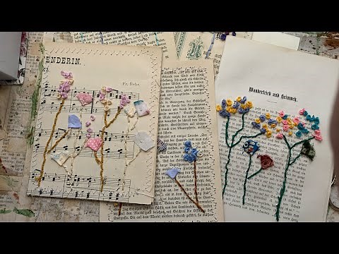 Buchseiten oder Papier besticken 🧵 Sticken auf Papier für Anfänger 🌹🌺🌸💟