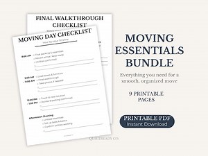 Moving Essentials Bundle Printable | Moving Checklists & Trackers | Complete Move Organizer PDF