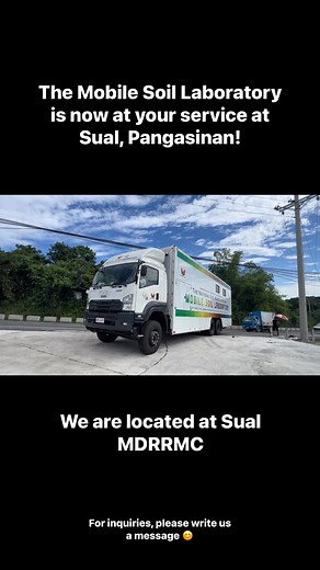 The Mobile Soil Laboratory of Region 1 is now providing soil analysis services to local farmers and surrounding municipalities. Soil testing aims to measure the soil fertility and formulate fertilizer recommendations for better crop management and yield. We are located at Sual MDRRMC Office near the DA-PREC Sual Breeding Station. See you all! | Regional Soils Laboratory-Ilocos Region