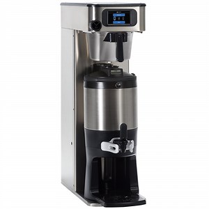 Bunn 53300.0101 ICB-DV Platinum Edition Infusion Series Black / Silver Single Tall Automatic Coffee Brewer - Dual Voltage