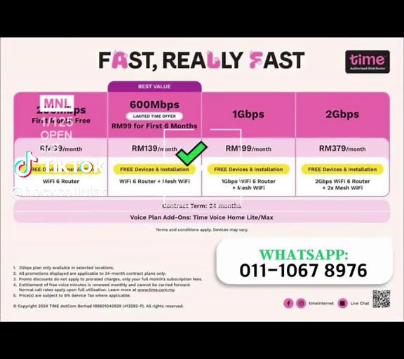 TIME Internet: 600MBPS Promotion for RM 99