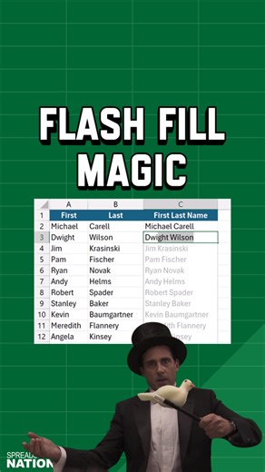 Not just names—Flash Fill can do so much more ✨ Extract, combine, or reshape your data automatically with just a few keystrokes. #ExcelHack #FlashFill #SpreadsheetNation #ReelsTips #ExcelFunctions | Spreadsheet Nation