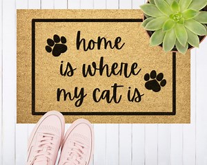 Cat Doormat Home is Where My Cat is - Cute Welcome Mat, Pet Lover Gift, Coir, Custom Outdoor Rug, Entryway, Outside, Front Porch Decor - Etsy Canada