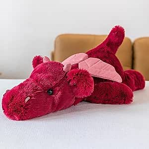 18" Red Dragon Stuffed Animal 0.6lb Red Stuffed Dragon Plush Toy Soft Giant Cute Dragon Plushies Pillow Birthday for Kids