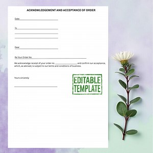 Order Acknowledgement and Acceptance Letter | Editable A4 Template | Printable Business Form | Instant Download PDF - Etsy
