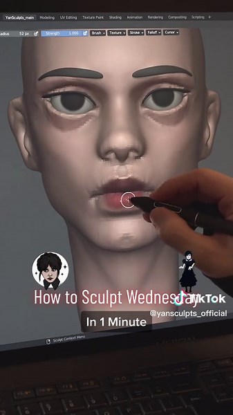 Creating a 3D Sculpture of Wednesday Addams - Blender Tutorial