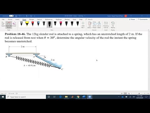 Dynamics Example 18 46: Conservation of energy for rod connected to a spring