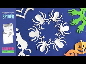 DIY paper spider snowflake tutorial + template. Make a DIY Halloween paper decoration • Happythought