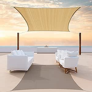 ColourTree CTAPR0814 Custom Size 15' x 15' Sand Beige Sun Shade Sail Canopy UV Block UPF50 Square - Commercial Standard Heavy Duty - 190 GSM - 3 Years Warranty