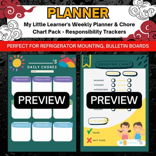 Weekly Planner & Chore Chart Pack - Printable Responsibility Trackers