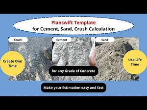 Planswift Template| Cement, Sand and Crush Calculation| Any Grade of Concrete