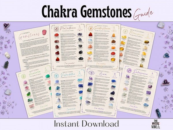 Chakra Gemstones & Crystals Guides: 7 Healing Chakra Crystals Charts for Energy Balancing, Reiki, Yoga or Meditation (instant Download) - Etsy
