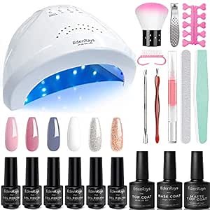 Gel Nail Polish Kit with UV Light 48W/24W, 6 Color & Platinum Gel with Related Tool Set (Set-2)