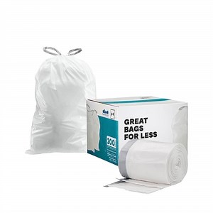 Plasticplace Custom Fit Trash Bags Compatible with simplehuman Code H (200 Count) Drawstring Garbage Bag 8-9 Gallon White Tear-Resistant Trash Liners for Kitchen Bathroom Office Recycling 18.5” x 28”