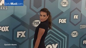 Lea Michele shows off sexy legs in a mini dress at FOX Upfronts