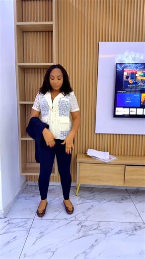 Ladies Clothing by Onwordi Evelyn Nkechi on Instagram: "NEW IN‼️ Lacey shirt #28,500 Available in black and cream color UK size 8-16 Thick jeggings 17,500 UK size 6-16"