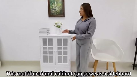 Kitchen Pantry Cabinet, Modern Farmhouse Kitchen Storage Cabinets with Open & Adjustable Shelves, Drawer & Glass Door, Versatile Cupboard for Kitchen, Dining Room, White