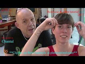 Clipper cut Bowl hairstyle in Platinum & red color! Tutorial with Chantal by TKS