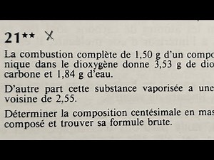 Chimie organique : déterminer la formule brute d'un composé organique. 1ère CD