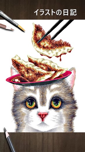 猫と餃子のイラスト