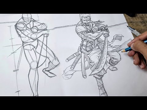 Zoro full body drawing tutorial | full body anatomy
