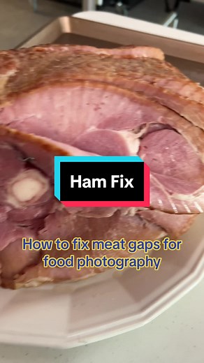 How to fix ham holes for food photography #poligrip #foodstyling #foodstylingtiktok #foodstylinghacks #foodglue #foodstylingtools #foodstylingtips #foodstylingtipsandtricks #foodphotographyandstyling #foodphotographytips
