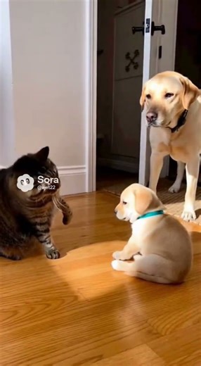 【Lab & Kitty Life】Tabby Cat Caught Slapping Puppy: Instant Switch to Snuggles!