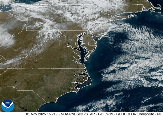 14K views · 55 reactions | 216 PM Satellite Loop: Aside from some stable wave clouds which have developed, expect mostly sunny skies to continue today. While not nearly as gusty as yesterday, westerly winds will gust to around 20 to 25 knots through early this evening before diminishing after dark. | US National Weather Service Baltimore/Washington | Facebook