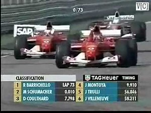 Jogo de equipe da Ferrari - Grande Prêmio dos Estados Unidos 2002 Chegada e Pódio