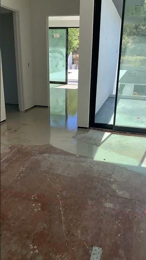 Leveled floor with gypsum product and includes string-lines