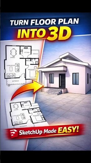 2D Floor Plan to 3D in SketchUp (Beginner Step-by-Step) #shorts #sketchup #sketchuptutorial #3d