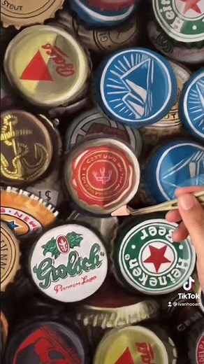 Painting multiple beer bottle caps