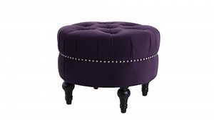 Dawn Tufted Round Ottoman, Purple
