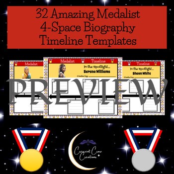 Athlete & Medalist 4-Space Timelines | 32 Sports History Graphic Organizers