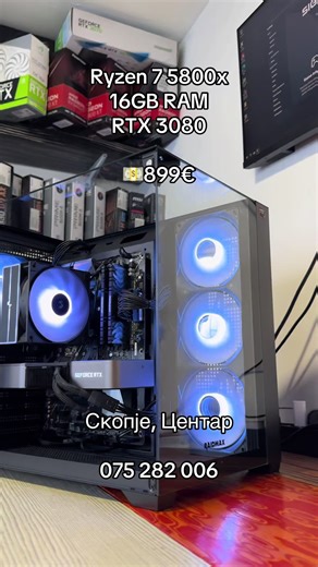 👾Ryzen 7 5800X | 16GB | RTX 3080👾 💶899€ 🔹 AMD Ryzen™ 7 5800X 4.8GHz 🔹 HyperX Predator 16GB 3200MHz DDR4 🔹 Founders Edition RTX 3080 10GB 🔹 Aorus Elite A520 Motherboard 🔹 Samsung 1TB NVMe SSD 🔹 UGD 650w 80 White PSU 💶899€ 🛠 Можност за компјутер по ваша желба! ✅ 2 години гаранција ✅ Бесплатно чистење и замена на термална паста на секои 6 месеци ✅ 24/7 техничка поддршка 💻 Секој компјутер доаѓа со лиценциран Windows и Microsoft Office и е оптимизиран за максимален FPS во игри. 📞 Контакт