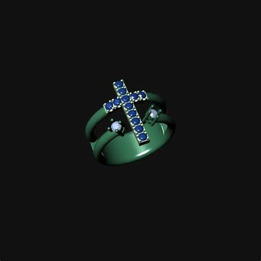 Cross ring stl I obj I 3dm