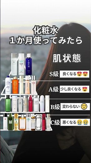 1ヶ月ずつ使って検証してみた。S級化粧水・キュレル(特に保湿力◎)・雪肌精(総合力◎)・B1化粧水(特に毛穴◎)