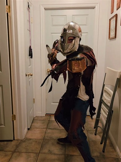 new camera and improvements to the armor! arms need some tooling and some dying but it's coming along well. what do you think about my armor? #blacksmithing #blacksmith #armor #leathercraft #bladesmithing