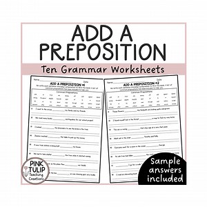 Add A Preposition to the Sentences - Fill in the Blanks Worksheet Pack - Etsy Canada