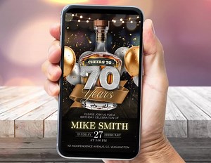 70th Birthday Party Invitation, Editable Birthday Invitation for Adult Men, Digital 70th Invite Editable Template - Etsy