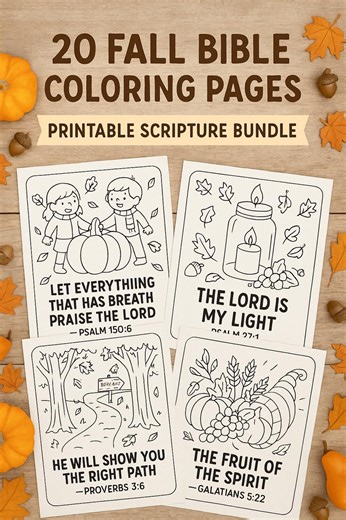 Fall Bible Verse Coloring Pages: Christian Autumn Activity (PDF) - Etsy