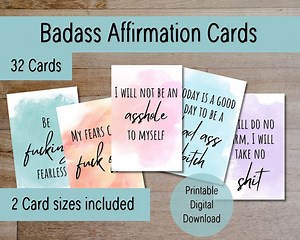 Badass Women Affirmation Cards Watercolour Encouragement Cards Swearing Printable Daily Affirmations Instant Download Women Empowerment - Etsy