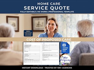 Client Services Quote Template for Home Care | Pricing Estimate & Care Summary | Editable Agency Form - Etsy