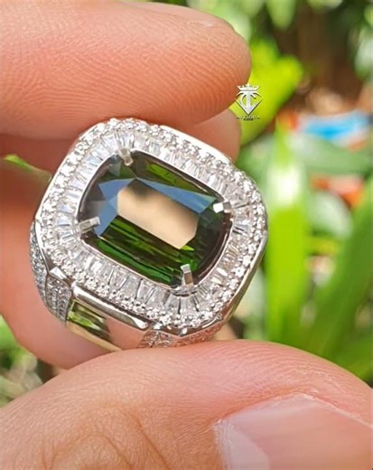 Batu Permata Natural HQ Top Green Tourmaline 5.81 Ct Fancy Custom Cutt GRI Memo