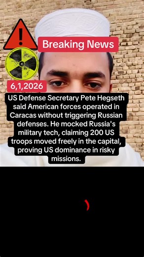 US Defense Secretary Pete Hegseth claimed that American special forces entered Venezuela's capital, Caracas, and carried out their mission without being detected by Russian air defense systems. He said around 200 US soldiers moved through the city, yet the Russian systems didn’t respond. Hegseth used this to criticize and mock Russia’s military technology, suggesting it failed in a real-world situation. He presented this as proof of US military superiority during dangerous missions abroad. His p