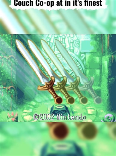 Couch Co-op at its finest. The Legend of Zelda Four Swords took the series into multiplayer for the first time, four friends linked together on their own Game Boy Advance with the cable, each as a different colored Link, green red blue and purple. You could save each other one second and steal Rupees the next, a perfect mix of teamwork and sabotage. The story drops in before Ocarina, with Vaati breaking loose and the Four Sword splitting Link into four copies of himself. A wild experiment that p